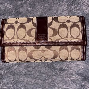 Coach Brown and Tan Signature Wallet